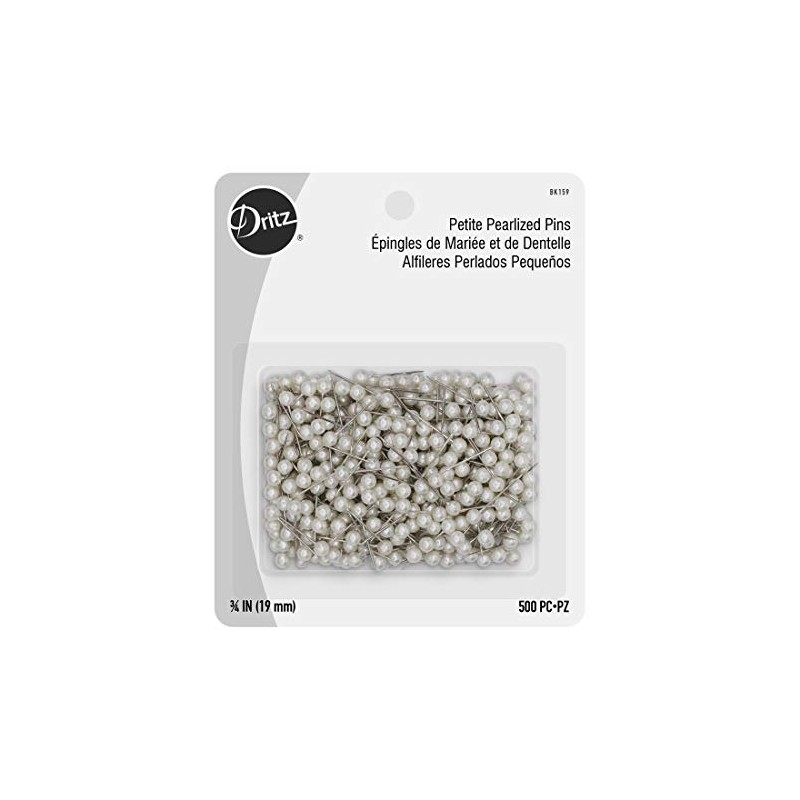 Dritz Petite Perlado Tamaño 12 3/4 pulgadas Blanco Perla Cabezales