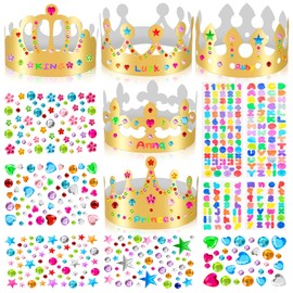 MGZTTHW Gold Paper Crowns, 20pcs Diy Birthday King Crowns Craft to Decorate, Paper Prince Princess Crown Hats for Back to School Classroom