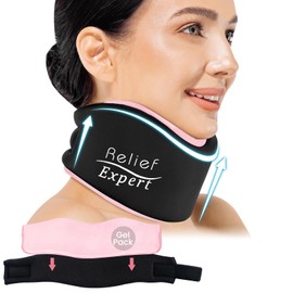 Soft Neck Brace with Hot and Cold Gel Pack – Adjustable Cervical Collar for Men & Women, Breathable Neck Support with Reusable Gel Ice Pack for Comfort at Home, Office & Travel, Pink