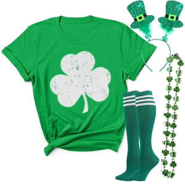 YOKVAN St Patricks Day Women Short Sleeve Summer T-shirts Lucky