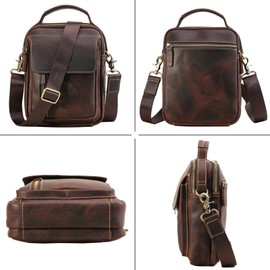 TIDING Umhängetasche Herren Leder Schultertasche Echtleder Tasche Crossbody Bag Klein Herrentasche zum Umhängen Vintage Ledertasche Handtaschen für Männer