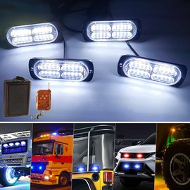 yifengshun 4x20 LED 4-in-1 White Emergency Flashing Lamp With 18 Strobe Modes Wireless Remote Control 80 LED Grille Light For Cars Trucks Vans Tractors 12-24V