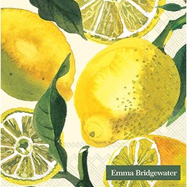 Boston International IHR 3-Ply 20-Count Cocktail Beverage Paper Napkins, 5 x 5-Inches, Lemons
