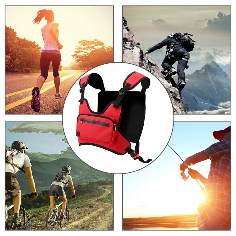 Multi Functional Outdoor Sports Running Chest Bag Adjustable Red Vest