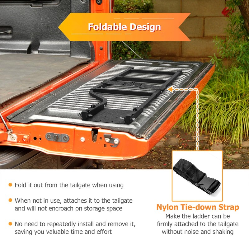 WeiSen Foldable Truck Tailgate Ladder for Pickup Universal Extension Step