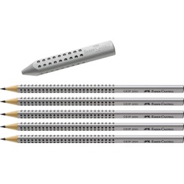 Faber-Castell Grip 2001 Triangular Eraser (Eraser + 5 HB Pencils, No Choice of Colour)