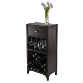 Pemberly Row Transitional Solid Wood Modular Wine Rack Cabinet in Dark Espresso