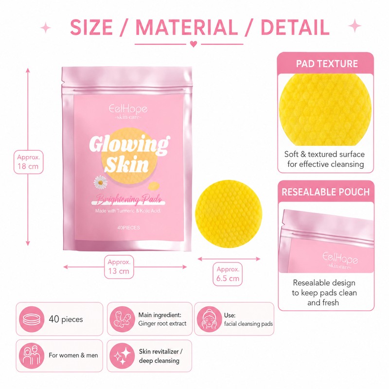 Turmeric Kojic Acid Cleansing Pads for Face – Exfoliating Toner