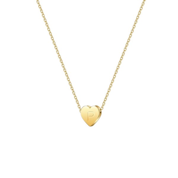 Symretie Gold Chain with Letters, 14K Gold Plated Initial Necklace,