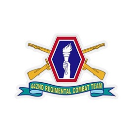 Kiss-Cut Stickers - Army - 442nd Infantry Regimental Combat Team w Br - SSI - Ribbon X 300 (2"x2", Transparent)