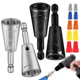 4 Pcs Multifunctional Wire Twister Tool for Drill, Lightweight Wire Nut Twister Compatible with 8 to 24 Awg and 2 to 7 Ways Effortlessly, Wire Nut Twister for Drill for Electrical Power Drill