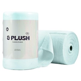 & PLUSH Microfiber Cleaning Cloth Roll - 85 Pack, Tear Away Microfiber Towels, 12" x 12", Reusable, Washable, Streak Free, Ultra Absorbent Dish Rags for Car, Home, Garage or Shop (Blue)