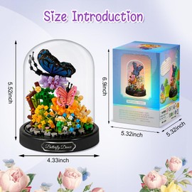 Mini Animals Flower Building Set - 588 Pcs Animals and Flower Building Blocks with Transparent Cover, Flower Garden Block Den Building Kit, Building Blocks for Home Decoration (Honeybee)