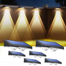 TECKNET Solar Fence Lights Outdoor 6 Pack, 3 Modes 3500K/4500K/6500K, IP66 Waterproof LED Deck Light, Dusk to Dawn Fence Lights Solar for Wall, Railing, Step, Patio, Pool, Backyard, Outside