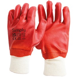 Simply Unisex Pvcg003 PVC Protective Gloves, Red, XL UK