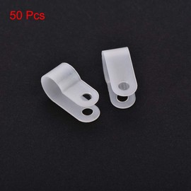 sourcing map Cable Clips R Type Clamp Fastener 10.4mm for Home Office Cords Management White 50Pcs
