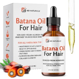 M3 Naturals Batana Oil for Hair Growth & Skin – Dr. Sebi 100% Pure, Unrefined & Cold-Pressed from Honduras – For Thicker Hair, Stronger Strands & Smoother Skin – Vegan, Non-GMO – 2 FL OZ