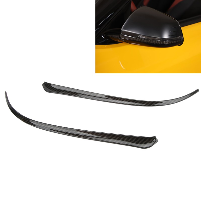 2pcs Side Rearview Mirror Trim ABS Carbon Fiber Color Wing