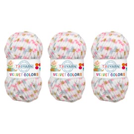 Troyarn Velvet Colors (3- Skeins Pack) Chenille Blanket Amigurumi Yarn for Crocheting and Knitting Super Bulky 3x100 gr (3x131 yds) (10213)