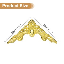 uxcell 12Pcs Vintage Flat Corner Bracket, 2" x 2" Metal Desk Corner Protectors Zinc Alloy Decorative Edge Cover with Mounting Nail for Furniture Jewelry Box Gifts Box, Gold