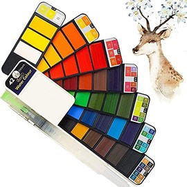 JohnLone Acuarela Juego de Pintura de Bolsillo de Viaje, Juego de Pintura portátil con lápices de Acuarela, Ideal para Profesionales y Principiantes -