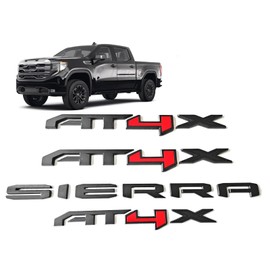 Tomilia 4Pcs New Doors Rear AT4X Nameplate 3D Emblems Badge Replacement for 2023-2024 Sierra 1500 (Black Red), EI-SilveCutom#2