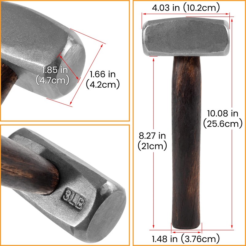 3lb Blacksmith Hammer Bladesmith Forge Engineer Drilling Stubby Hammer Handmade
