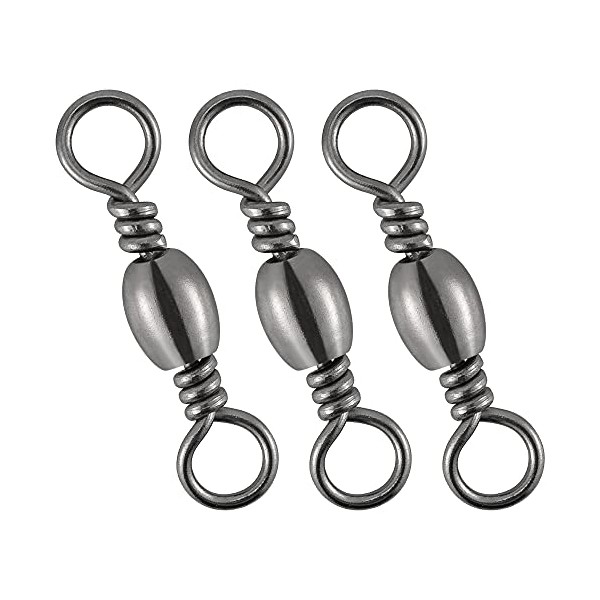 Dr.Fish 50 Pack Fishing Swivels Barrel Swivels Stainless Steel Copper Solid Ring Swivels Fishing Tackle Rolling Crane Swivels Connector Black Nickel 117Lb