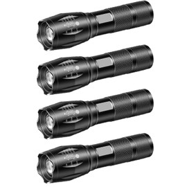 MVIOCS LED Flashlights High Lumens - Flashlights for Camping, Hiking, Walking - Powerful Emergency Flashlights with 5 Modes for Home Outdoor Use - Bright Flashlight with Zoomable Beam (4 Pack)