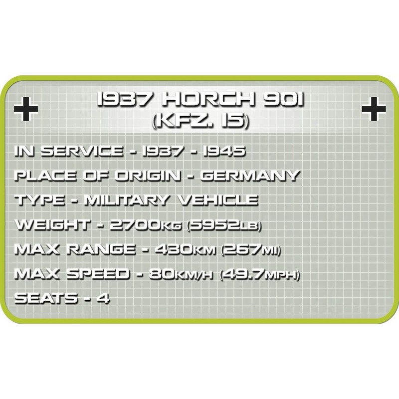 COBI Historical Collection 1937 Horch 901 (Kfz.15) German Off-Road Car,