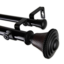 Rod Desyne 1" Kingsley Double Curtain Rod, 28-48", Black