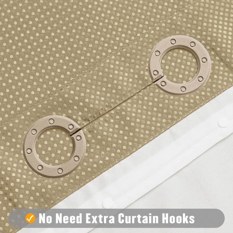 MitoVilla No Hooks Needed Extra Long Shower Curtain Liner Set,