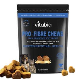 Pro Fibre For Dogs and Cats - Natural Fibre Supplement Dog Cat Treats For Gut Health, Anal Glands - Scooter Gland Treatment For Dogs, Cats with profibre and Probiotics For Dogs - 60 Cat dog treats