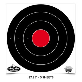 Birchwood Casey Non-Adhesive Dirty Bird Bull's-Eye Large Targets Practice Shooting for Indoor and Outdoor Use, 17.25" - 5 Targets
