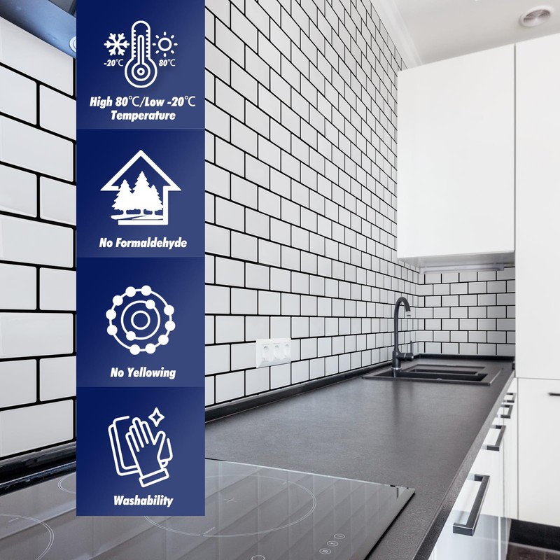 Art3dwallpanels 10-Sheet Peel and Stick Backsplash for Kitchen, 12''X12'' Peel