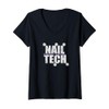 Womens Vintage Nail Tech Flower Nail Tech V-Neck T-Shirt