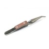 Fiber Grip Tweezers Cross Lock Bent Tip Self Closing Locking