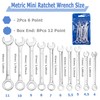 Mesee 10Pcs Mini Combination Wrench Set, Ratchet Spanner Set, Metric