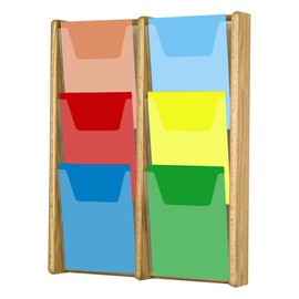 Wooden Mallet 6-Pocket Stance Wall Display, Light Oak
