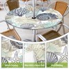 Britown Coastal Beach Round Outdoor Tablecloth with Umbrella Hole, Plaid