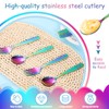 Pimoys 6 Pieces Toddler Utensils Kids Rainbow Silverware Stainless Steel