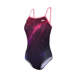 ZONE3 Women's Cosmic 2.0 Colour Blast Strap Back Swimming Costume, Fluro Pink, 30