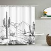 RnnJoile Western Shower Curtain Aztec Cactus Desert Bath Curtain Black