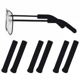 SHUNCHG 6 Pcs Black Cotton Eyeglass Ear Cushions, Non-Slip Comfortable Knitted Glasses Ear Cushion, Highly Elastic & Hypoallergenic Eyeglasses Temple Tips Sleeve for Glasses Sunglasses