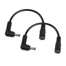 PNGKNYOCN DC Power Extension Cable,2 Pack Right Angle DC 5.5mm x 2.5mm Male to DC 5.5mm x 2.1mm Female Short Power Cable for CCTV Security Cameras Surveillance Syste（15cm）