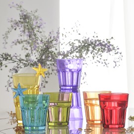 lav Colored Drinking Glasses Set of 6 - Colored Glass Cups 10.25 Oz - Colorful Drinking Glasses - Multicolor Water Drinking Glass Set