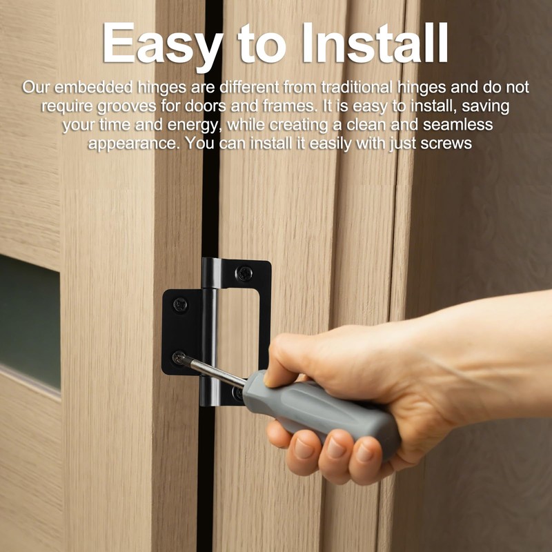 12 Pcs Flush Hinges Black 2 inch, No Mortise Hinges,