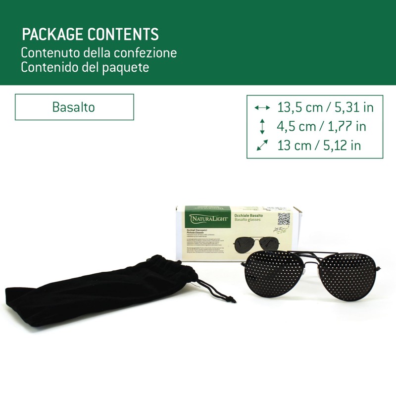 NATURALIGHT Rasterbrille/Lochbrille für Augentraining - Modell Basalto – Bifokales Raster