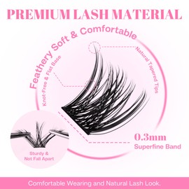 CALAILIS Lash Clusters, 144Pcs D Curl Cluster Lashes DIY Lash Extensions Mega Volume Wispy Eyelash Clusters Reusable Individual Lashes Super Thin Band and Soft (HD23, D-10-16MIX)