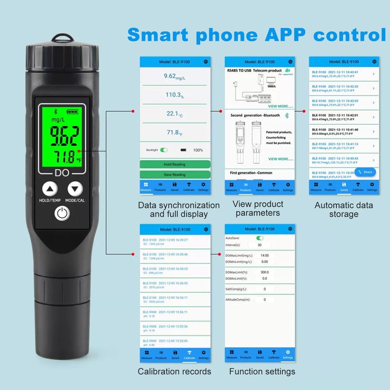 Oxygen Meter Water Bluetooth Oxygen Detector Water Detector for Dissolved